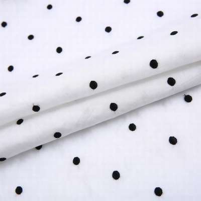 New design most popular white all over embroidery polka dot cotton fabric roll