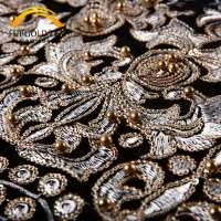 Free samples high grade black african gold sequin embroidery indian embroidered velvet fabric