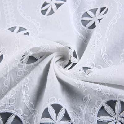 New fashion garment design white laser cut hole voile embroidered cotton fabric